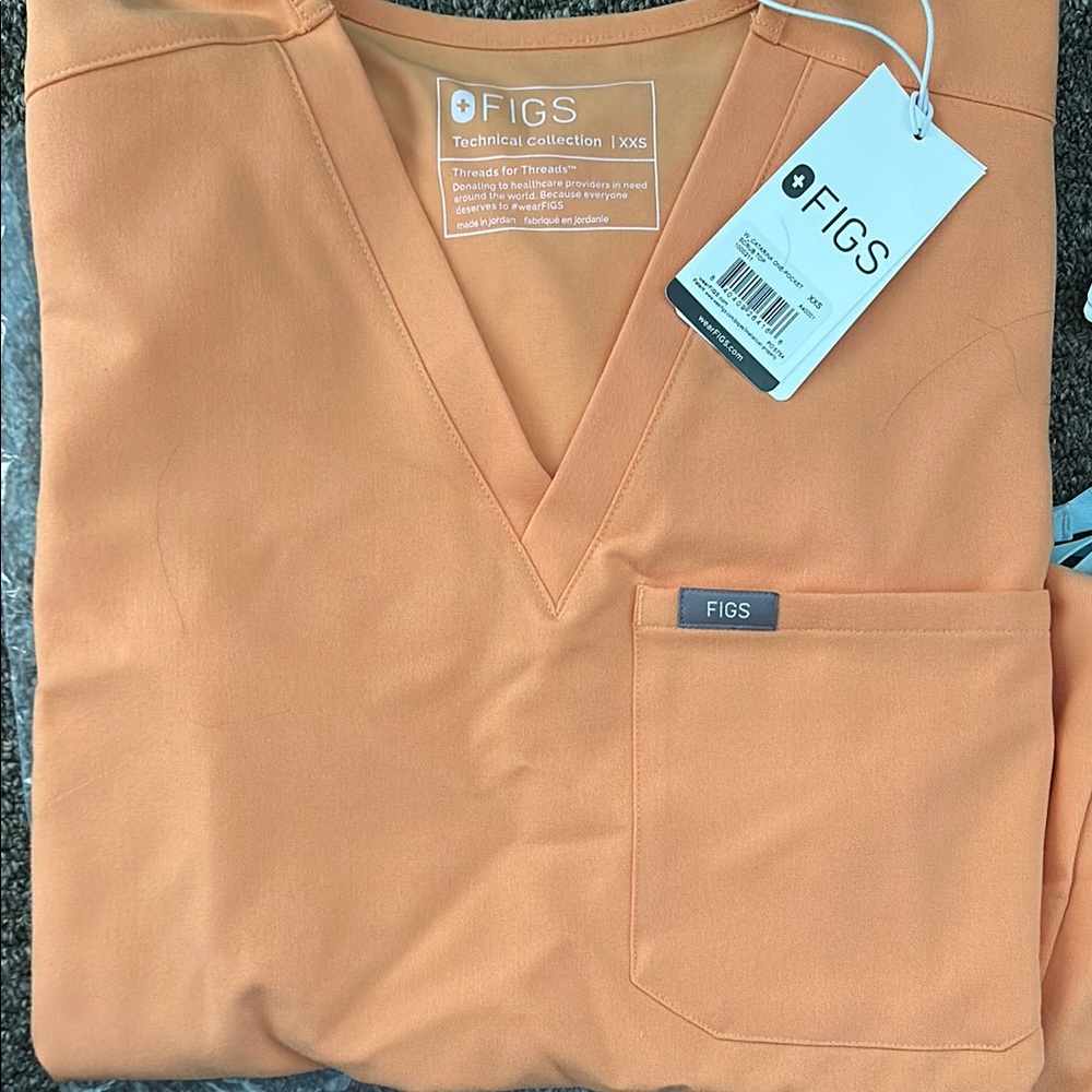 Figs Peach V-Neck Scrub Top